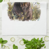 Linge De Cuisine Chocolat Lab Chien Maman Florale (Plié)