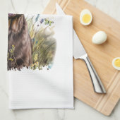 Linge De Cuisine Chocolat Lab Chien Maman Florale (Quart Plié)