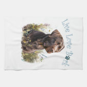 Linge De Cuisine Chocolat Lab Chien Maman Florale (Horizontal)