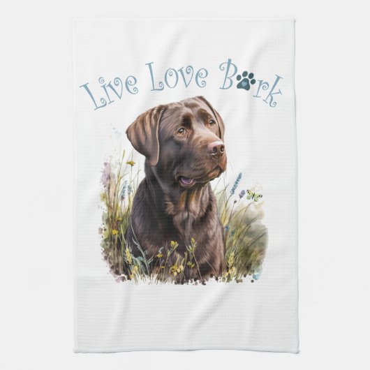 Linge De Cuisine Chocolat Lab Chien Maman Florale (Vertical)