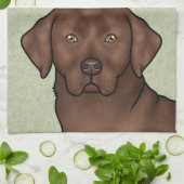 Linge De Cuisine Chocolat Labrador Retriever Lab Head Green (Plié)