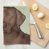 Linge De Cuisine Chocolat Labrador Retriever Lab Head Green (Quart Plié)
