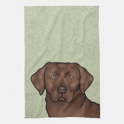 Linge De Cuisine Chocolat Labrador Retriever Lab Head Green (Vertical)