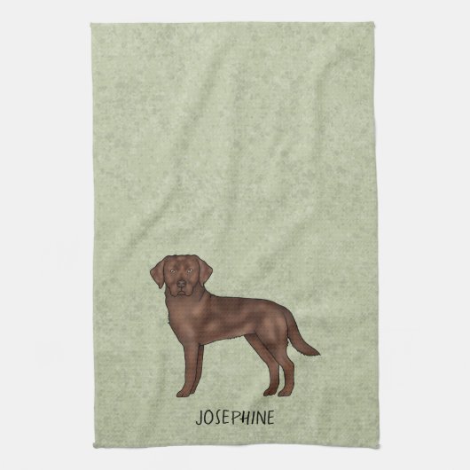 Linge De Cuisine Chocolat Labrador Retriever Lab Nom personnalisé G (Vertical)