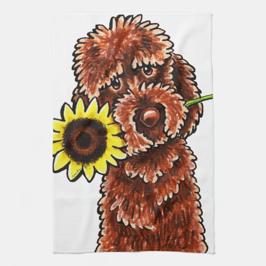 Linge De Cuisine Chocolat solaire Labradoodle Off-Leash Art™ (Vertical)