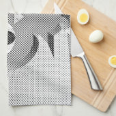 Linge De Cuisine Chouette À Papier En Noir Et Blanc (Quart Plié)