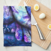 Linge De Cuisine Chouette Abstraite Whimsical Big Eyed Bleu pourpre (Quart Plié)