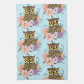 Linge De Cuisine Chouette aux fleurs pastel de printemps (Vertical)
