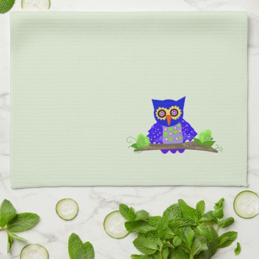 Linge De Cuisine Chouette bleue (Plié)