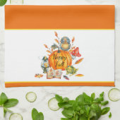 Linge De Cuisine Chouette Citrouille et grenouille (Plié)