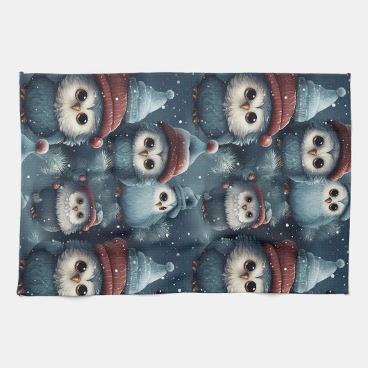 Linge De Cuisine Chouette de Noël (Horizontal)