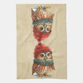 Linge De Cuisine Chouette de Noël Aquarelle d'hiver Fun Animal (Vertical)