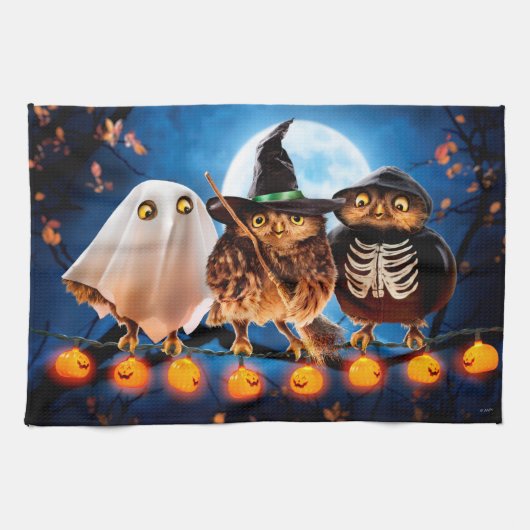 Linge De Cuisine Chouette d'Halloween (Horizontal)