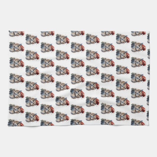 Linge De Cuisine Chouette d'hiver enchantée (Horizontal)