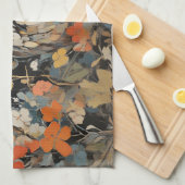 Linge De Cuisine Chouette et fleurs en peinture printanière (Quart Plié)