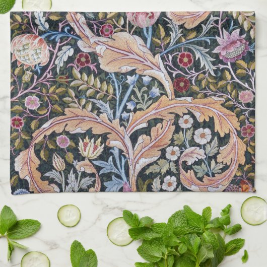 Linge De Cuisine Chouette et fleurs, William Morris (Plié)