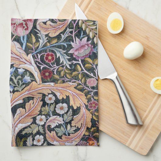 Linge De Cuisine Chouette et fleurs, William Morris (Quart Plié)