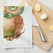 Linge De Cuisine Chouette mignonne dans un chapeau vert (Quart Plié)