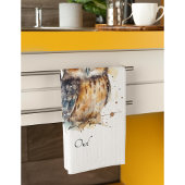 Linge De Cuisine Chouette mignonne en aquarelle, personnalisable