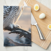Linge De Cuisine Chouette neigeuse en hiver au clair de lune avec c (Quart Plié)