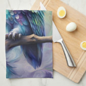 Linge De Cuisine Chouette pourpre et Turquoise (Quart Plié)