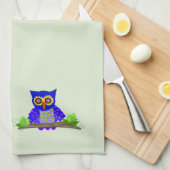 Linge De Cuisine Chouette Sage Bleue (Quart Plié)