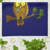 Linge De Cuisine Chouette triste avec larmes et lune manquant ton d (Plié)