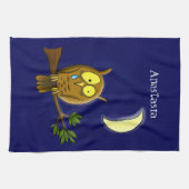 Linge De Cuisine Chouette triste avec larmes et lune manquant ton d (Horizontal)