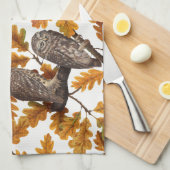Linge De Cuisine Chouettes d'automne sur coton blanc (Quart Plié)