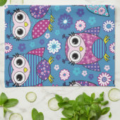 Linge De Cuisine Chouettes Et Fleurs (Plié)