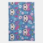 Linge De Cuisine Chouettes Et Fleurs (Vertical)