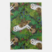 Linge De Cuisine Chouettes, fougères, chênes et baies (Vertical)