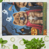 Linge De Cuisine Chow Chow Chien Citrouille Halloween drôle (Plié)