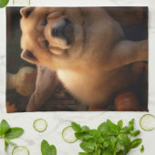 Linge De Cuisine Chow Chow Chiot Automne Citrouille de plaisir (Plié)