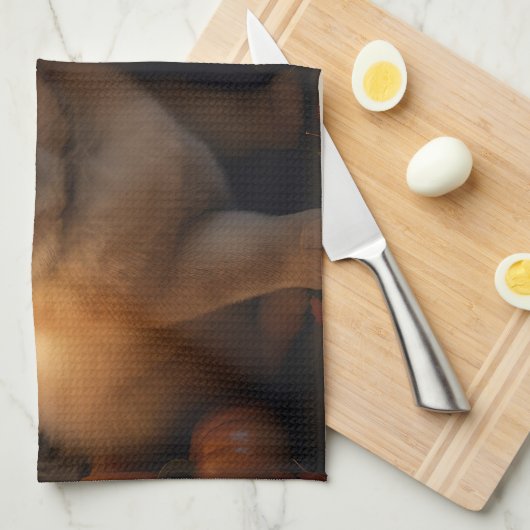 Linge De Cuisine Chow Chow Chiot Automne Citrouille de plaisir (Quart Plié)