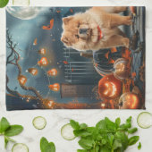 Linge De Cuisine Chow Chow Halloween Éffrayant (Plié)