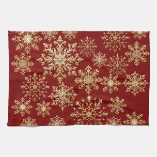 Linge De Cuisine Christams Gold and Red Snowflake 