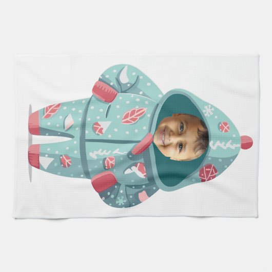 Linge De Cuisine Christmas Boy Face Personalized (Horizontal)