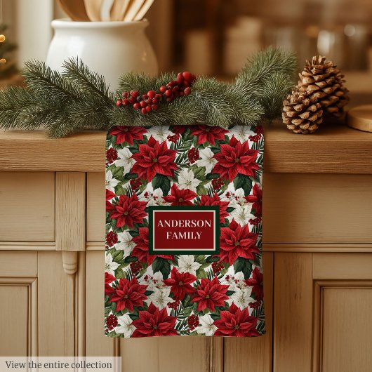 Linge De Cuisine Christmas Flowers Towel Elegant Kitchen Mom Gift