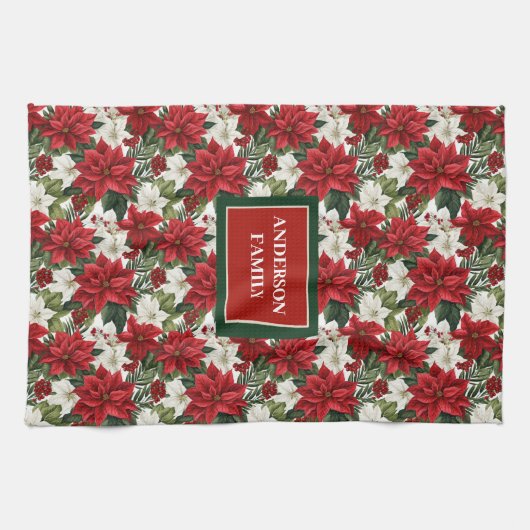 Linge De Cuisine Christmas Flowers Towel Elegant Kitchen Mom Gift (Horizontal)
