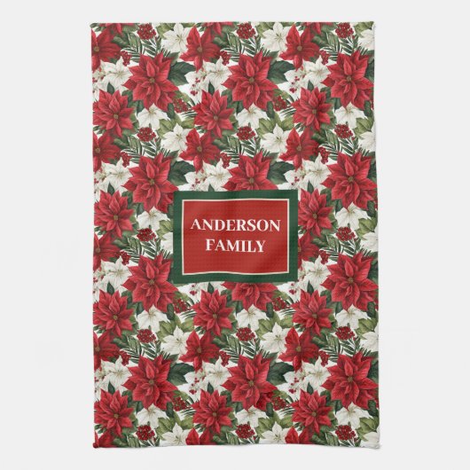 Linge De Cuisine Christmas Flowers Towel Elegant Kitchen Mom Gift (Vertical)