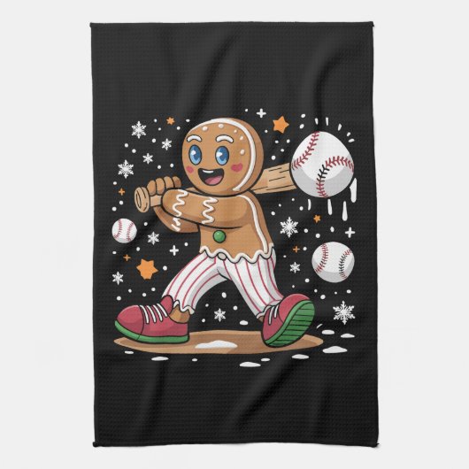 Linge De Cuisine Christmas Gingerbread Man Sports Player Baseball  (Vertical)