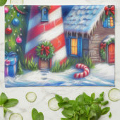 Linge De Cuisine Christmas Lighthouse Nautical Coastal Mountain (Plié)