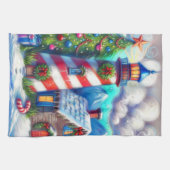 Linge De Cuisine Christmas Lighthouse Nautical Coastal Mountain (Horizontal)