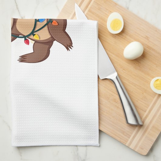 Linge De Cuisine Christmas Lights Sloth Wearing Xmas Hat - Sloth Lo (Quart Plié)