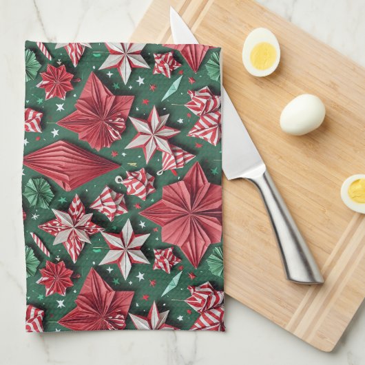 Linge De Cuisine Christmas origami handicrafts 12 - Kitchen Towel (Quart Plié)