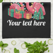 Linge De Cuisine Christmas Palm Flamingo Personalized Xmas Lights  (Plié)