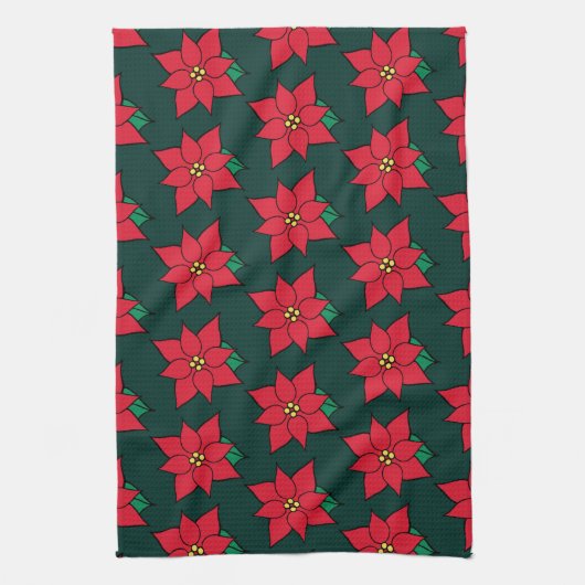 Linge De Cuisine Christmas Poinsettias Kitchen Towel (Vertical)