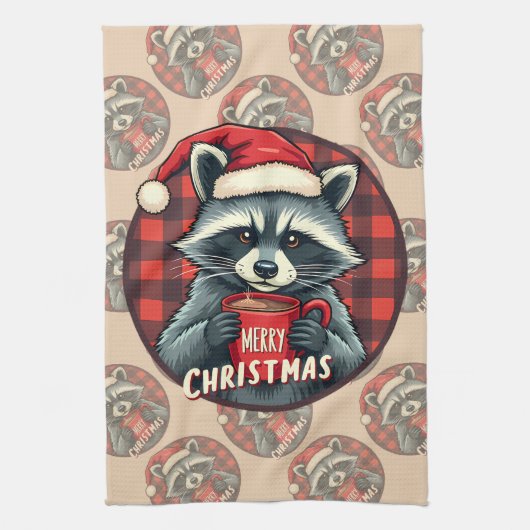 Linge De Cuisine Christmas Raccoon Cocoa Cheer (Vertical)