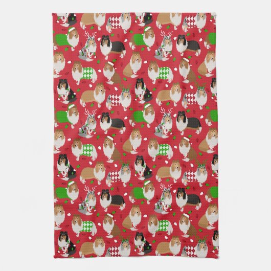 Linge De Cuisine Christmas Rough Collie (Vertical)